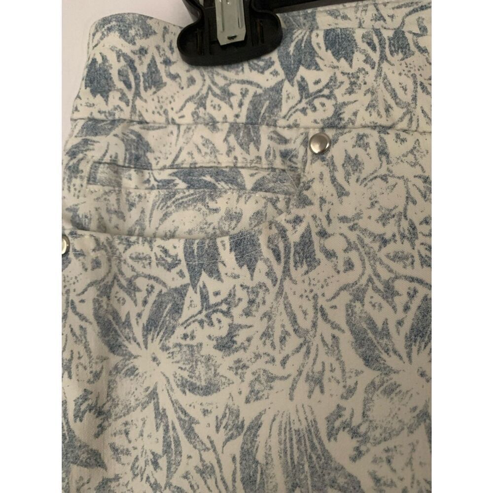 Mario Serrani Italy Light Blue Floral Cropped Pants Pockets Size L - Picture 2 of 10